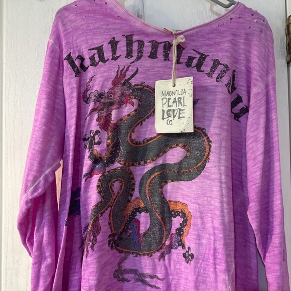 Magnolia Pearl Tops - Magnolia Pearl Love Pink Purple Dragon Graphic Top
